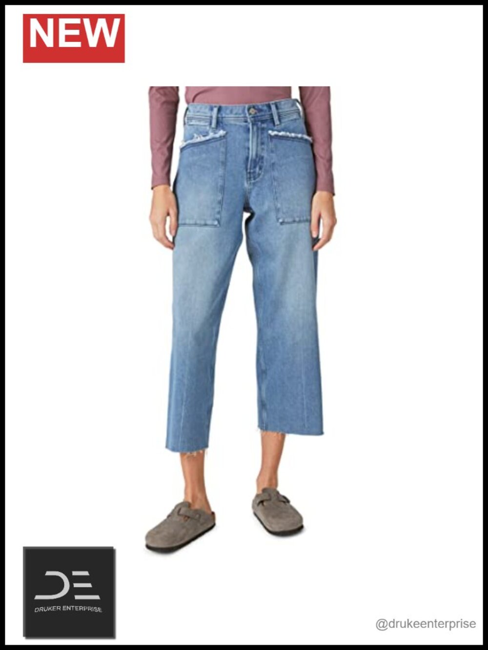 High Rise Wide Leg Jeans Cotton Stretch Vintage Wash